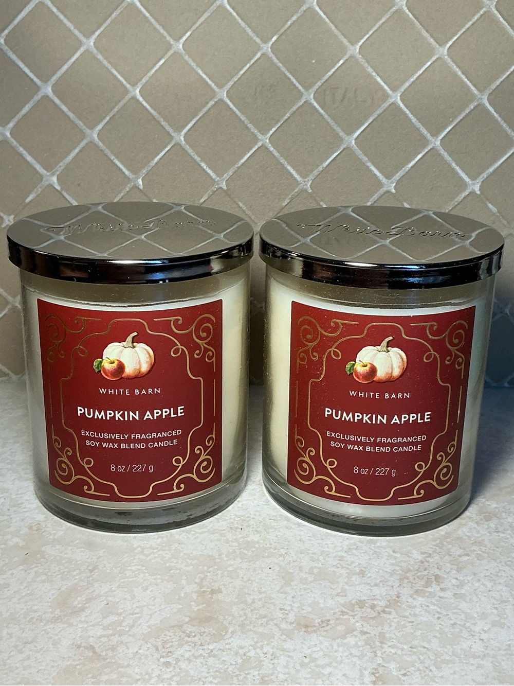 Bath & Body Works Pumpkin Apple Single Wick 8oz Candles Set of 2